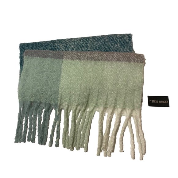 Steve Madden Lime Striped Plaid Muffler - Picture 13 of 16